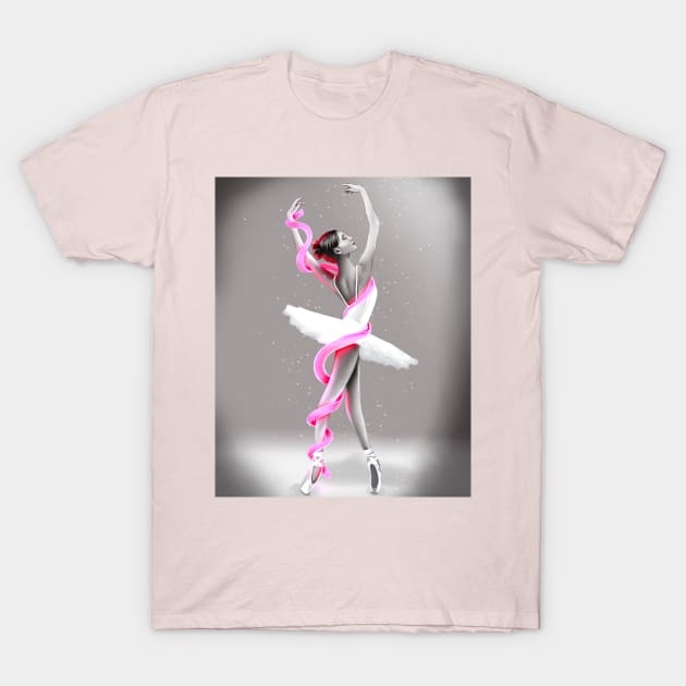 Breast cancer beautiful ballerina T-Shirt by KAM KOLE